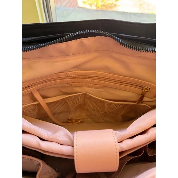 Poppy & Peonies Daily Tote Bag Black Nylon Laptop Sleeve Travel Work Bag - Picture 8 of 11